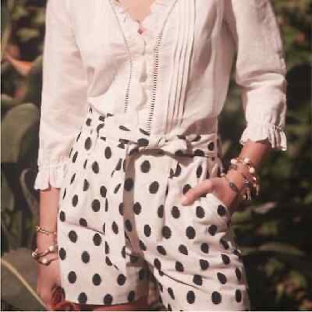 Sézane Lucas White and Black Polka Dot Shorts